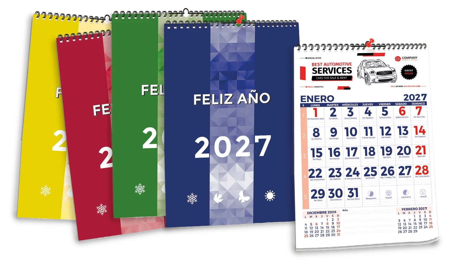 Calendarios de pared personalizados 2027